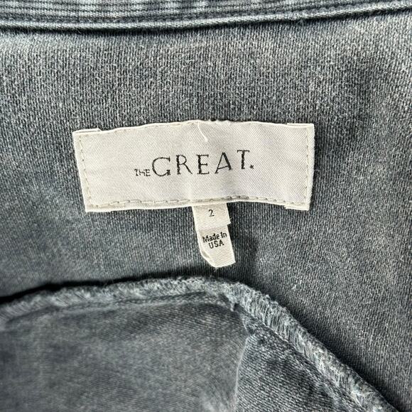 THE GREAT The Howdy Gray Corduroy Snap Button Western Shirt Jacket Women's Med - Picture 6 of 8